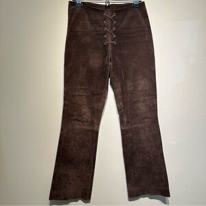 Vintage 90s 100% Pig Leather Chocolate Brown Flare Pants